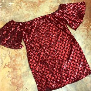 Red sequin off the shoulder PLUS SIZE party